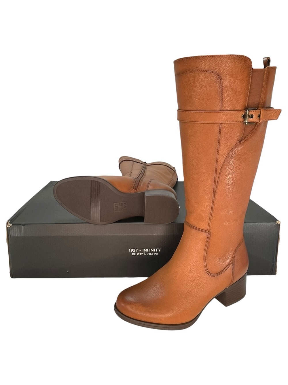 Naturalizer Tan Leather Knee-High Riding Boots - Picture 11 of 12